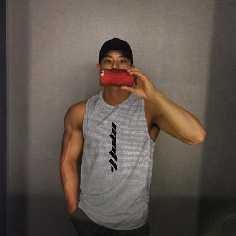 New Gym Mesh Fitness Summer Fashion Workout Tank Top Men Musculation Clothing Bodybuilding Sport Sleeveless Shirt Quick Dry Vest