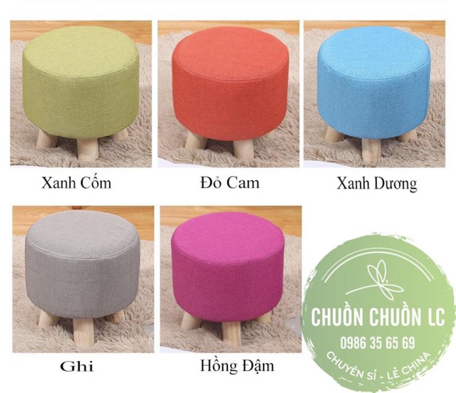 (Sẵn) GHẾ ĐÔN CHÂN GỖ LOẠI TO (ngang 30cm x cao 28cm)