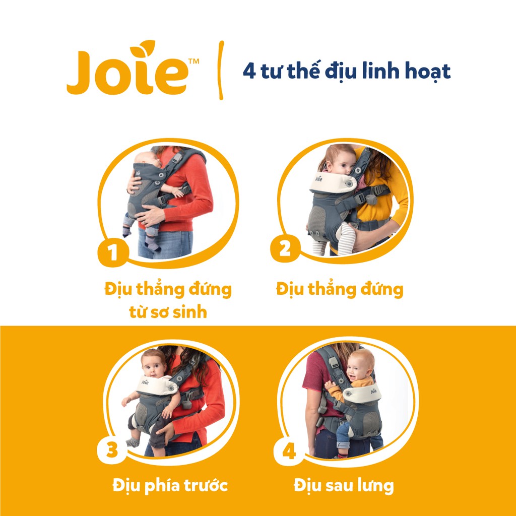 Địu Joie Savvy 4 tư thế có tư thế nằm cho bé từ sơ sinh