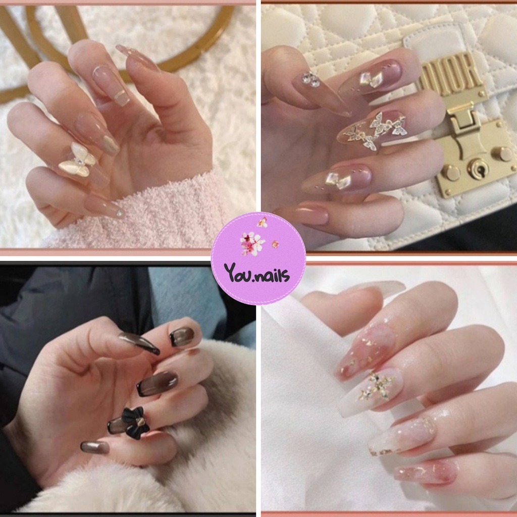 Móng tay giả đính đá kèm keo dài nhọn ngắn YOU NAILS  (Mã Yz21- Yz28)