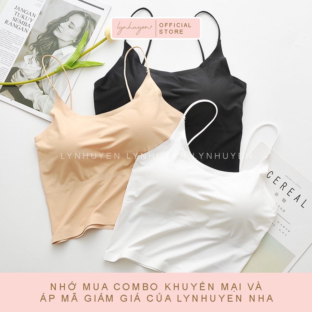 Áo 2 Dây Nữ Su Trơn Có Mút Ngực Croptop Lynhuyen A008