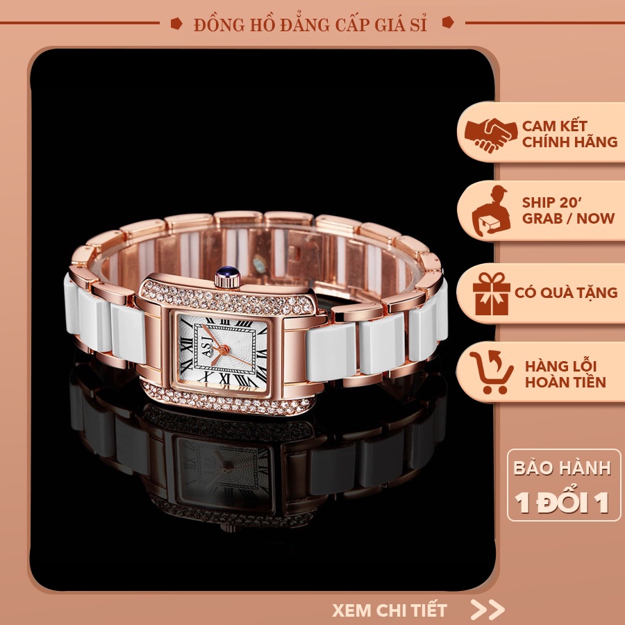Đồng hồ nữ ASJ01 ASJ viền đá lấp lánh chống nước bền bỉ thời trang siêu hot -Hàng nhập khẩu