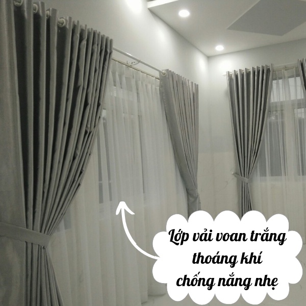 Rèm Màn Cửa Xám Trắng Chống Nắng Tốt, Rèm Phòng Ngủ, Rèm Cửa Sổ Nhiều Size Lựa Chọn