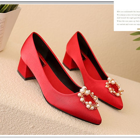 bán trước giá đặc biệtChinese Wedding Shoes Nữ 2020 New Xiuhe Quần áo Dày gót Giày cưới cô dâu cao màu đỏ bánh11