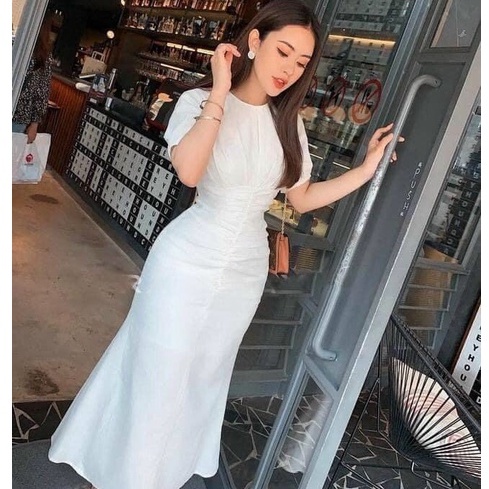 Đầm Dự Tiệc Cổ Tròn Eo Nhún Ty Fashion Che Khuyết Điểm Vòng Eo SML | BigBuy360 - bigbuy360.vn