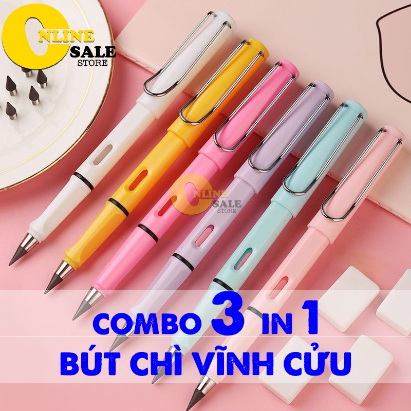 COMBO 3IN1 bút viết chì vĩnh cửu không cần chuốt cho học sinh tập viết, đồ dùng học tập- OnlineSale