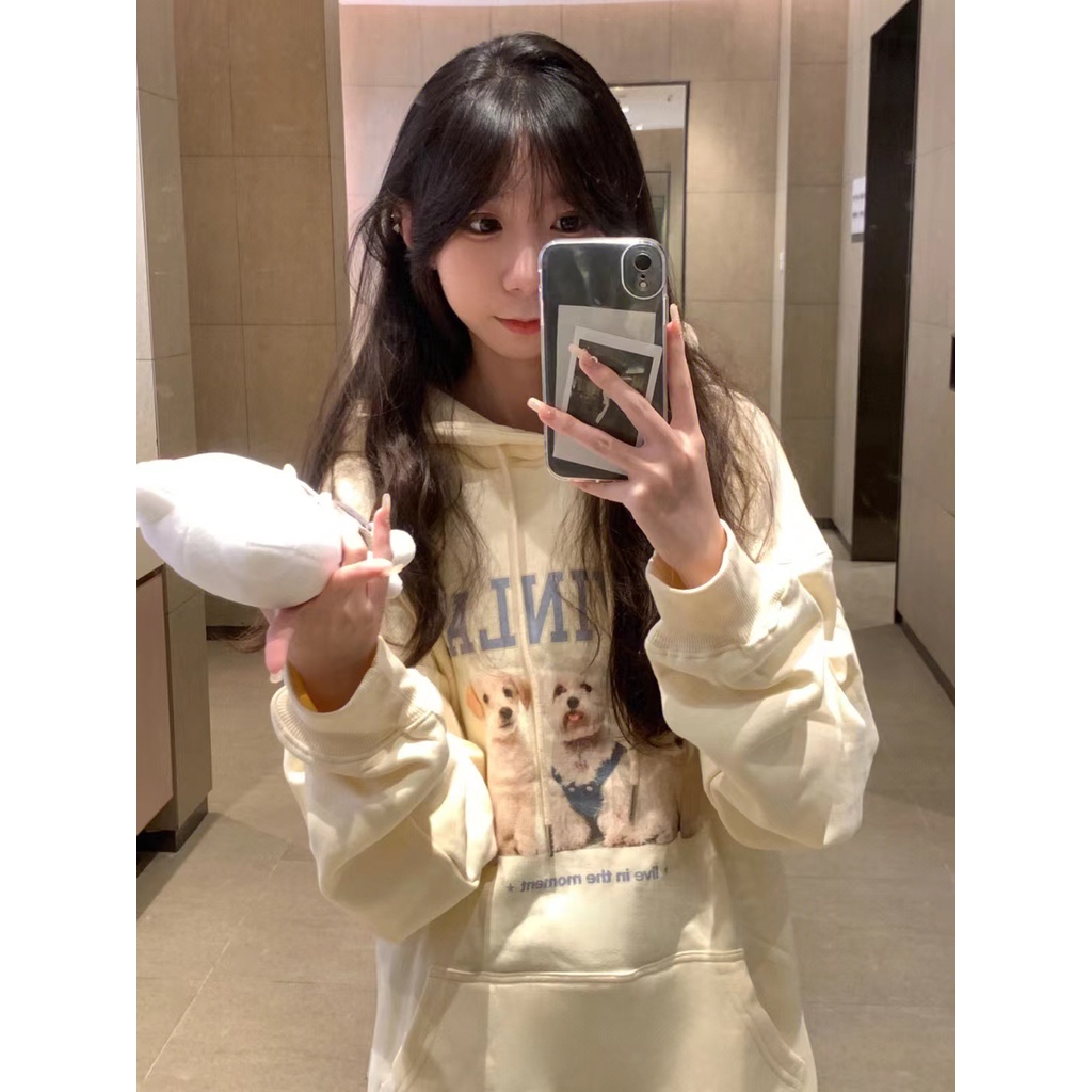 NRVP Áo Hoodie Tay Dài Oversize In Họa Tiết Phong Cách Hàn Quốc Kiểu Mới Cho Nam / Nữ