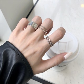  Set nhẫn nữ màu bạc 3 chiếc freesize Sulli store