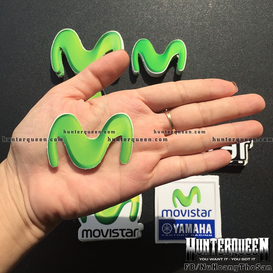 Nhiều mẫu logo Movistar dán trang trí xe máy. Decal sticker cao cấp, chống nước, không bay màu