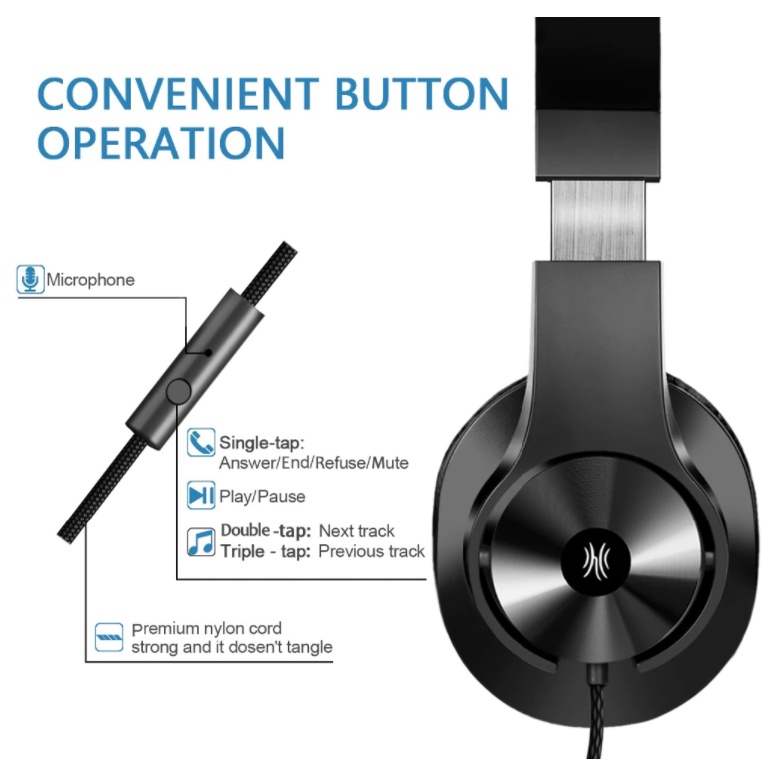 Puki shop / Oneodio T3 Tai Nghe Có Dây Trên Tai, Tai Nghe Có Micro, Âm Bass Tốt - Fullbox chính hãng