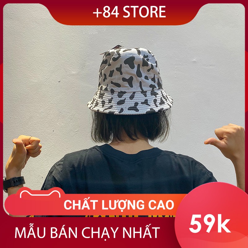 Mũ bucket bò sữa ulzzang hot hit có thể đổi màu đen dễ phối đồ - nón vành tròn họa tiết đen trắng form unisex