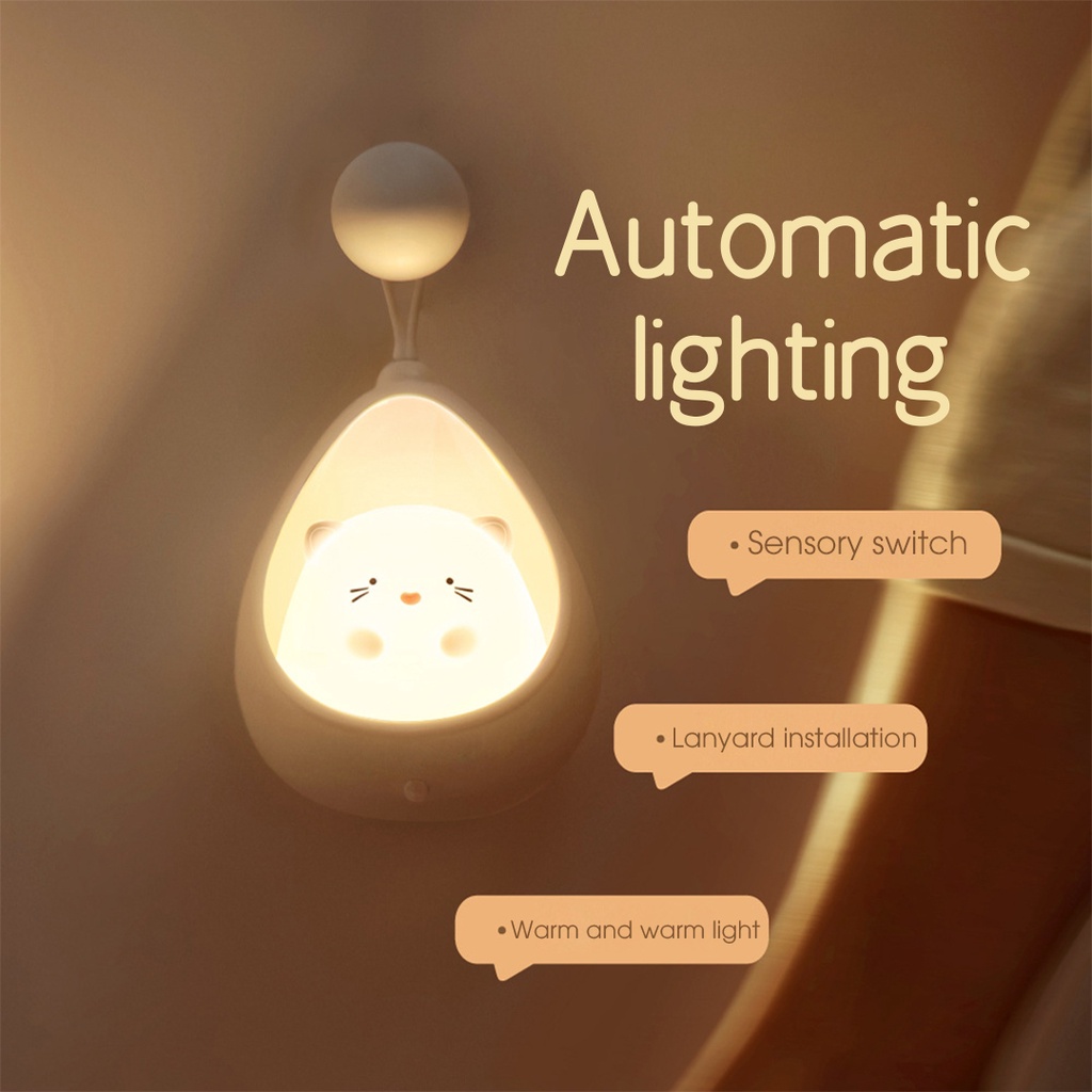 Đèn LED Cảm Biến Chuyển Động Hình Động Vật Dễ Thương Sạc USB Tiết Kiệm Năng Lượng Bảo Vệ Mắt Cho Phòng Ngủ Trẻ Em
