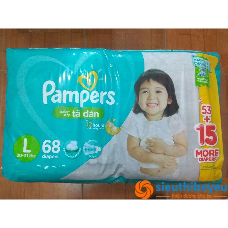 Bỉm dán Pampers L30-L68