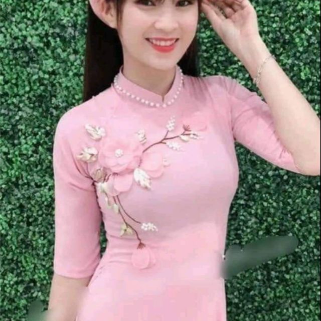 Giảm Giá Áo Dài Kết Hoa Nổi - Beecost