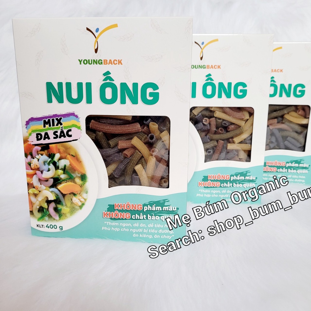 [HCM giao hỏa tốc] Combo 3 hộp nui gạo lứt rau củ mix đa sắc Youngback - 400g/hộp- Đẹp mắt và giàu dinh dưỡng