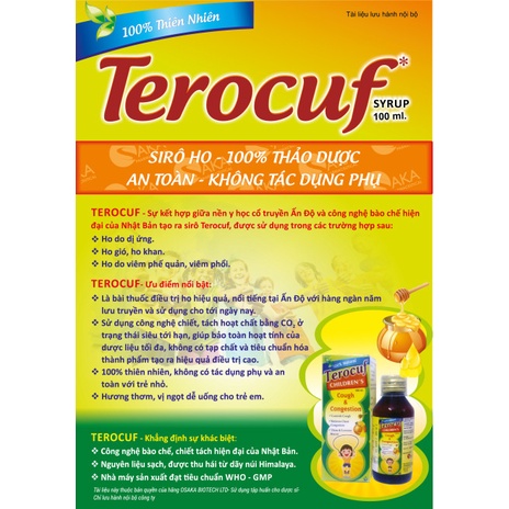 TEROCUF - Giải pháp tối ưu hỗ trợ điều trị ho ở trẻ em.