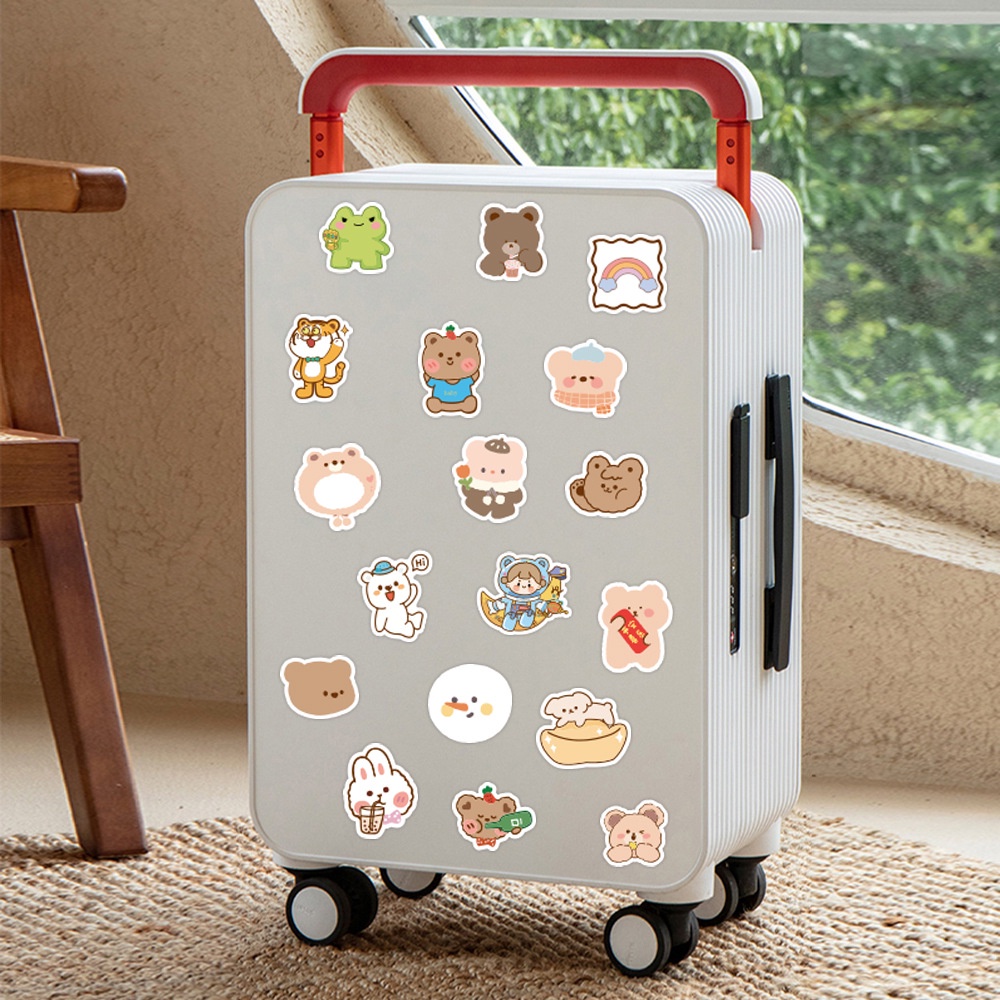 Set 100/50 Sticker Dán Laptop/Xe Đạp Hình Gấu Dễ Thương