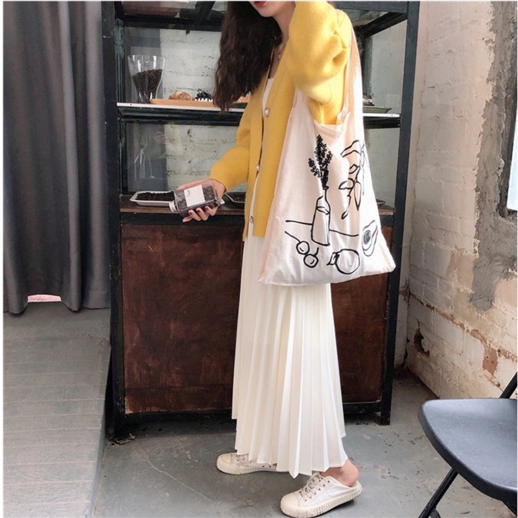 Túi tote vải bố đựng đồ canvas đeo chéo Hazin phong cách Hàn Quốc,tote thời trang đeo chéo,vải canvas loại tốt HZ 47