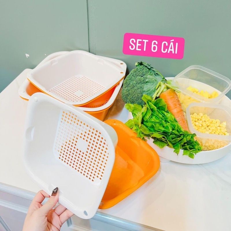 Set Rổ 6 Món ECCO Đa Năng - Set 6 rổ chậu nhựa cứng cáp
