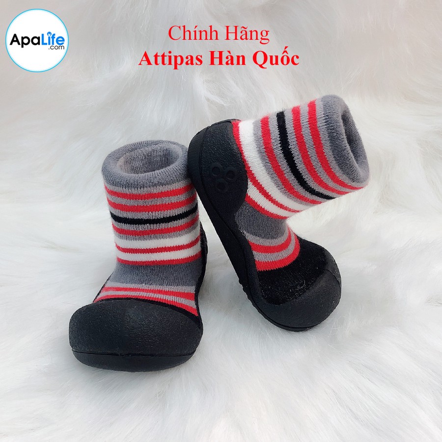 Giày tập đi Attipas Modern - Black AT030 Hàn Quốc - cho bé trai /bé gái từ 3 - 24 tháng: đế mềm
