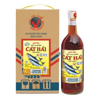Hộp 4 Chai Nước Mắm Cát Hải Cốt Cá Nhâm Chai thuỷ tinh 650ml