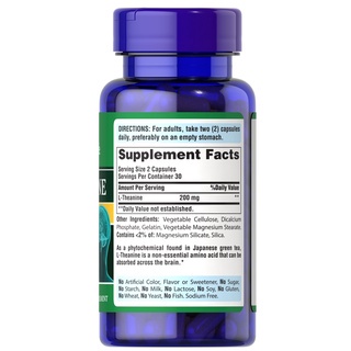 Viên Uống Giảm Stress, Bổ Não L-Theanine 200mg 60 viên Puritan's Pride