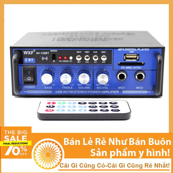 Thiết Bị Âm Thanh Ampli Mini Karaok AV-136BT 12V-220V