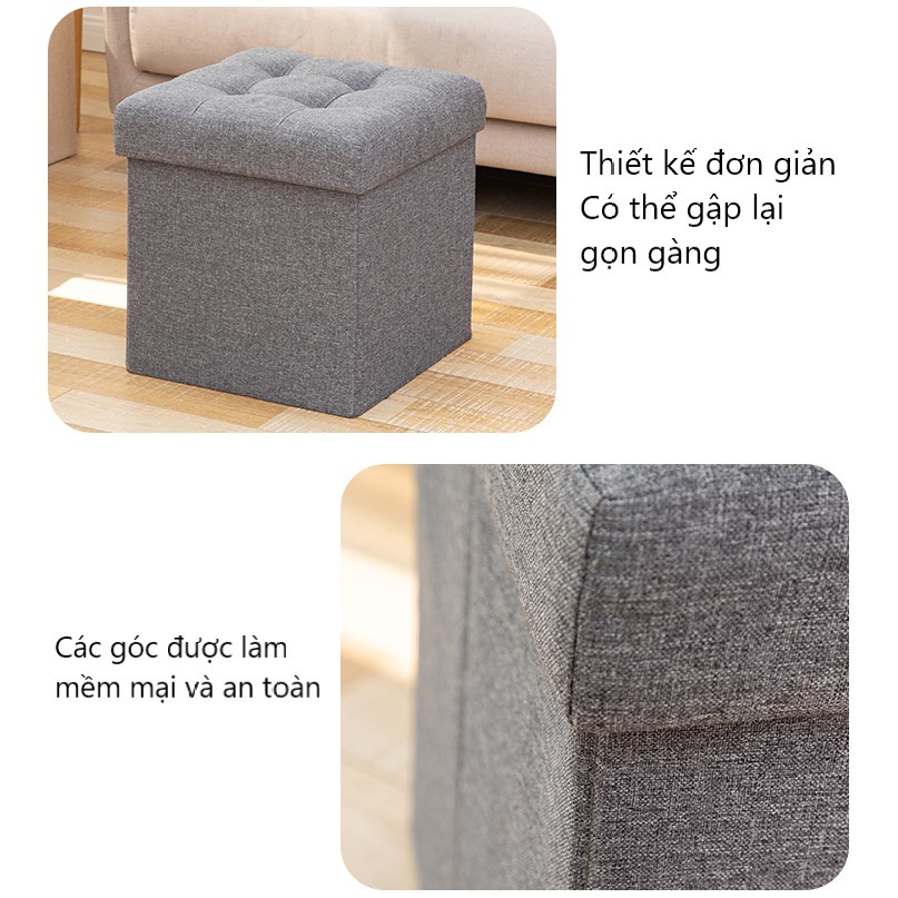 Thùng vải đựng đồ đa năng kiêm ghế ngồi sofa khung gỗ bọc vải chắc chắn cao cấp Lynx Home