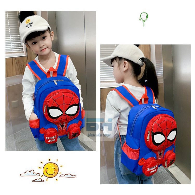 Mẫu mới 2021 - Balo đi học thời trang xinh xắn hình Spider Man, Hello Kitty