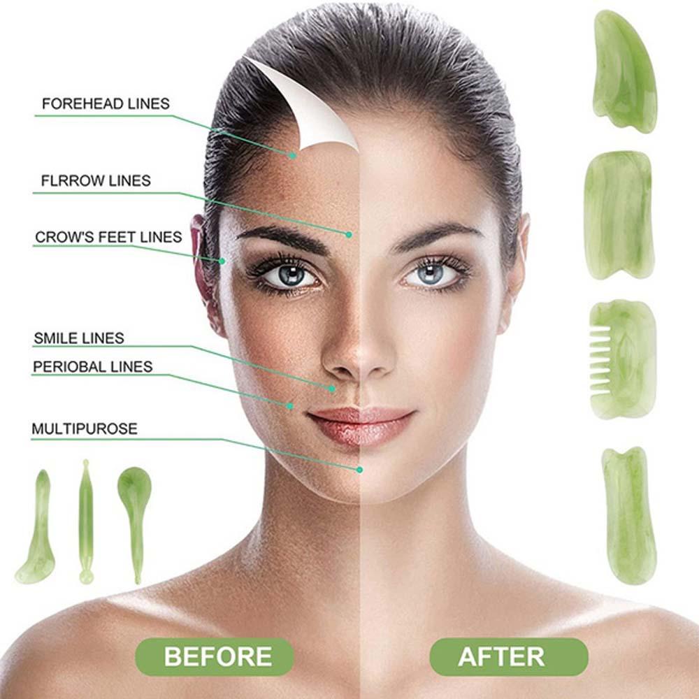 Bảng Gua Sha Bằng Nhựa Resin Tự Nhiên Cho Nữ|Máy Mát Xa Màu Xanh Lá Ngọc Lục Bảo