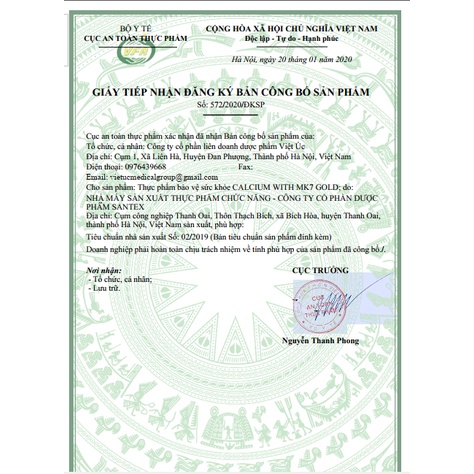 Canxi sữa CALCIUM With MK7 Gold - Canxi từ tảo biển, nhập khẩu New Zealand -  Hàng chính hãng