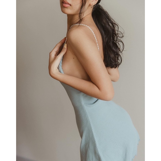 Đầm Váy Body Hở Lưng Thun Gân Dây Hạt Trai Sang Trọng Tinh Tế byChang