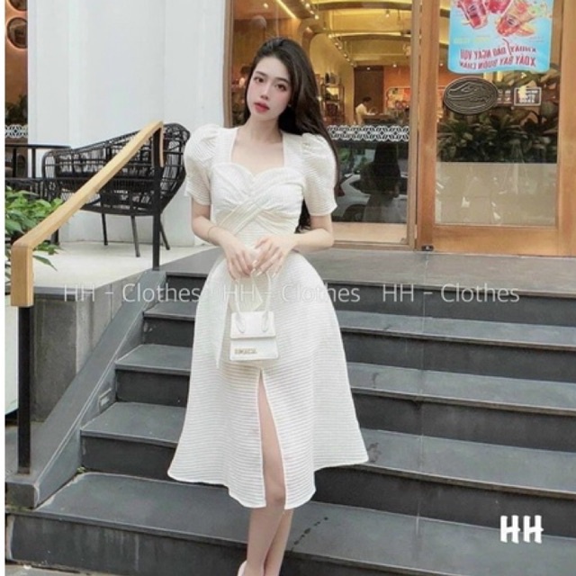 Váy xòe buộc nơ cổ cách điệu