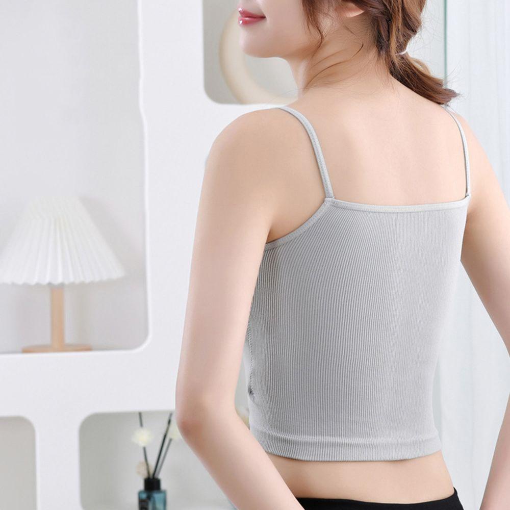 IVORY Áo Lót Croptop Hai Dây Màu Trơn Có Mút Đệm Ngực Hở Lưng Gợi Cảm Cho Bạn Gái