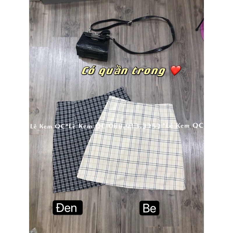 Chân Váy Kẻ Dáng A Có Quần Trong Size S M Hàng QCCC