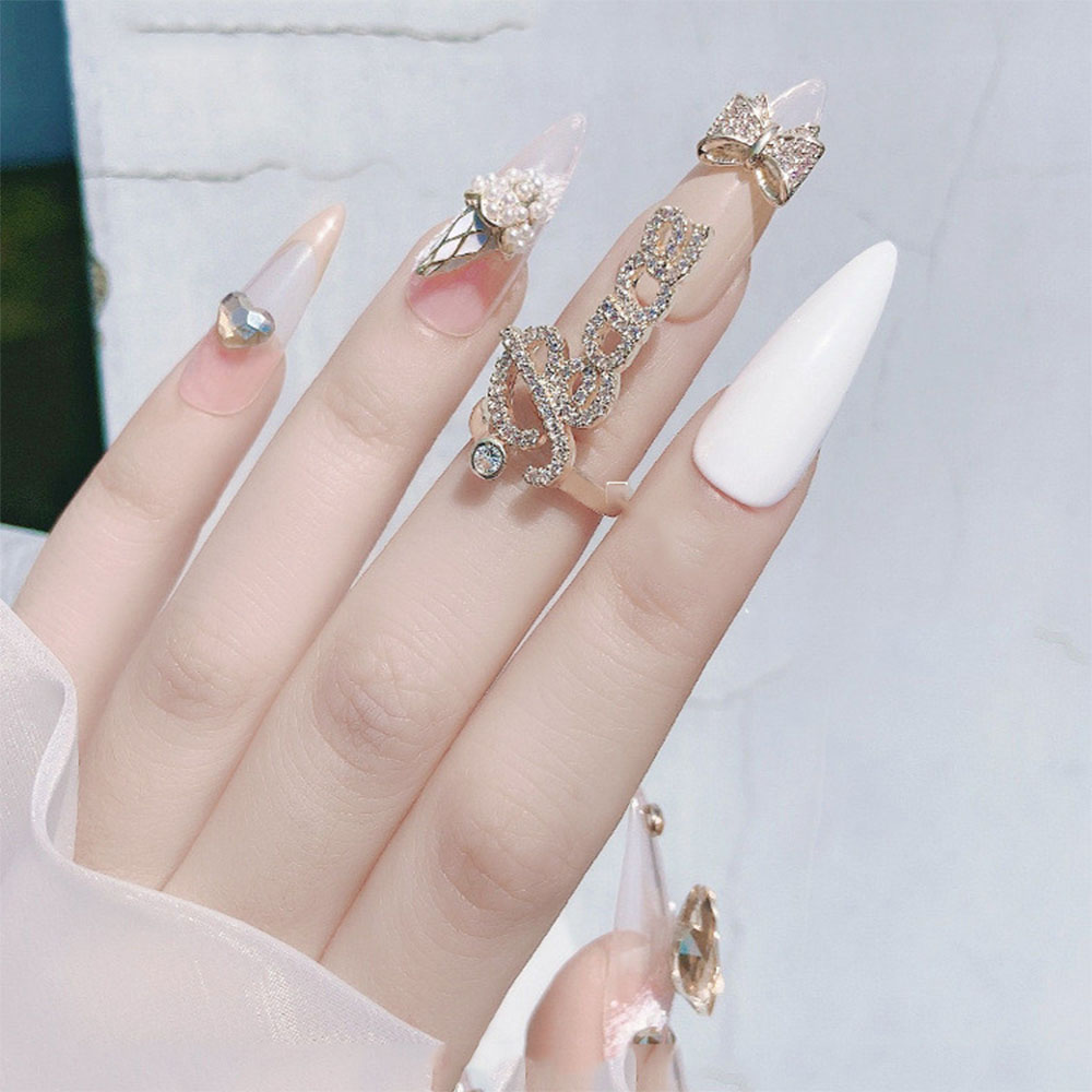 CHARMS 1 Nhẫn Trang Trí Móng Tay Hình Bướm 3D