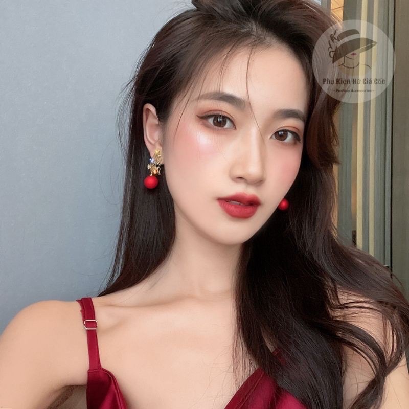 Bông tai Bạc bươm bươm đỏ cao cấp.❤️