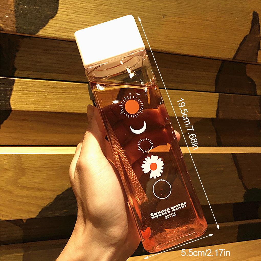 Bình Nước Nhựa Trong Suốt Hình Vuông Dung Tích 500ml ff86
