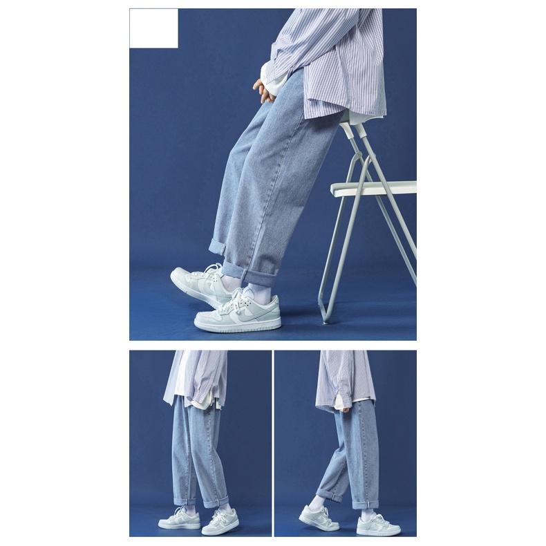 Quần Jean BAGGY nam ống suông rộng Hàn Quốc 2022 Xanh Sky