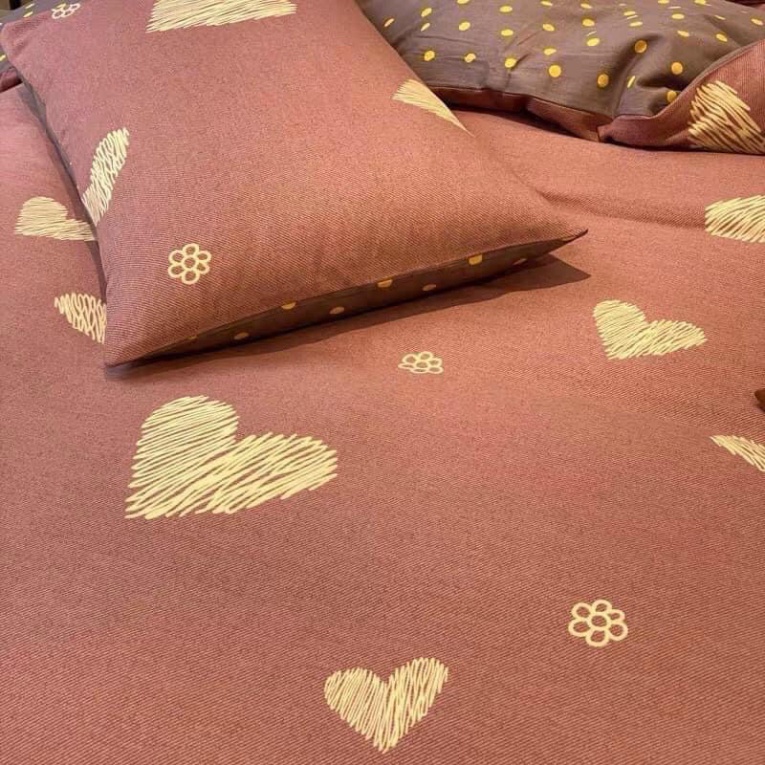 Sét Chăn Ga Gối Hình Tim Hồng Xước