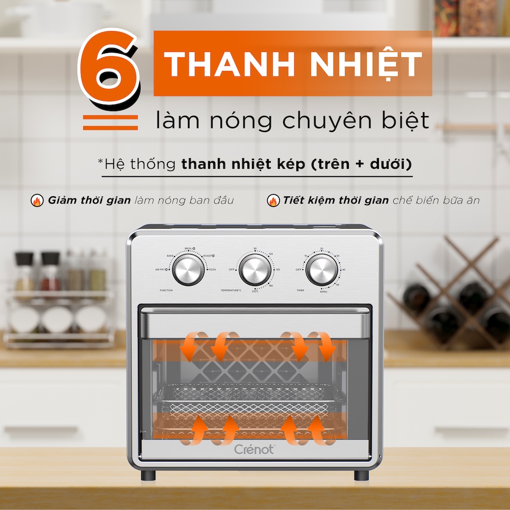 Nồi chiên không dầu chính hãng 15 Lít CRENOT Foodie F15 cỡ lớn nóng 2 chiều lò chiên 15L bếp nướng to 8L 10L 12L 18L 23L