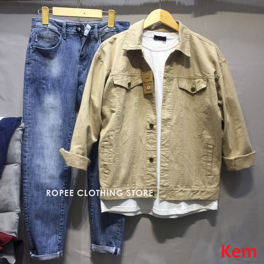 [Hàng Chuẩn Shop] Áo Khoác Kaki Jeans Nam Có Cổ Hàng Y Hình Chất Kaki Siêu Bền Đẹp Phong cách 2019 | BigBuy360 - bigbuy360.vn