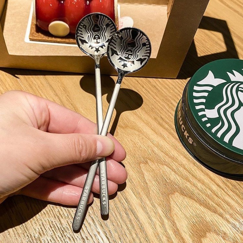 Muỗng Cà Phê Inox Cán Dài In Hình Starbucks