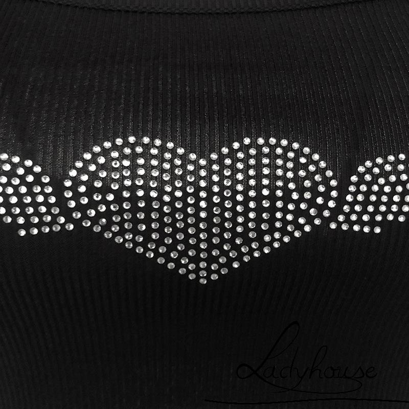 Áo Hai Dây Màu Đen Đính Đá Hình Trái Tim Cho Nữ