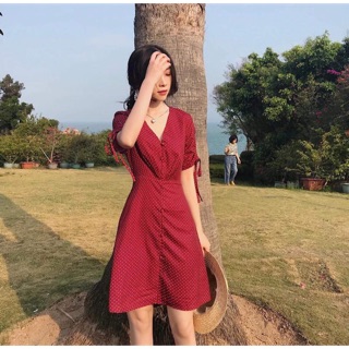 Đầm chữ A chấm bi