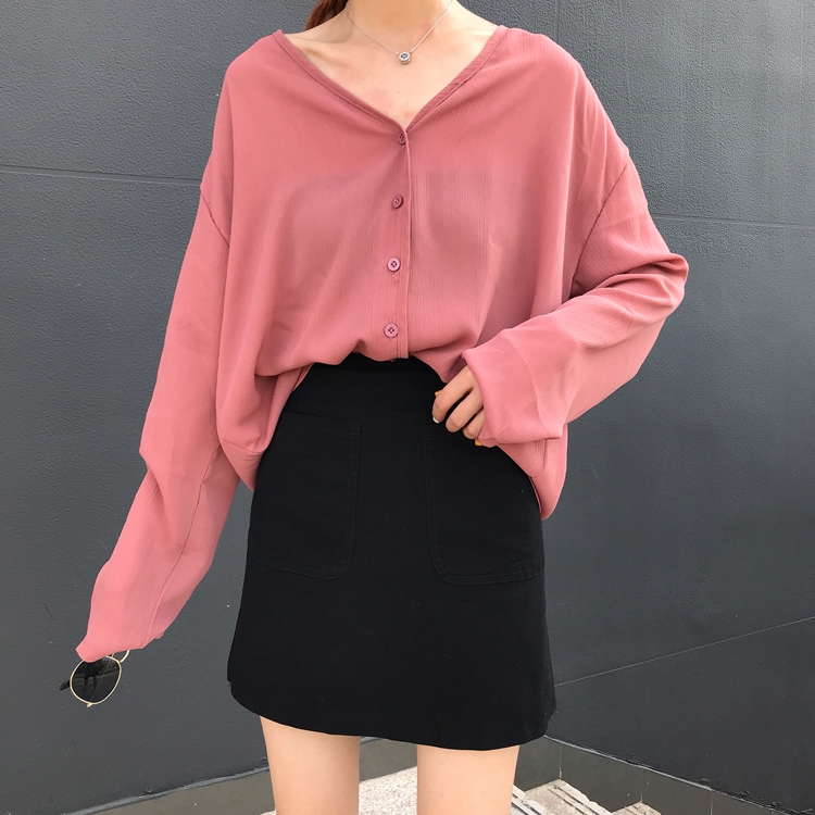 Chân Váy Xiaozhainv Lưng Cao Phối Túi Màu Trơn Phong Cách Đơn Giản Xinh Xắn Dành Cho Phụ Nữ | BigBuy360 - bigbuy360.vn