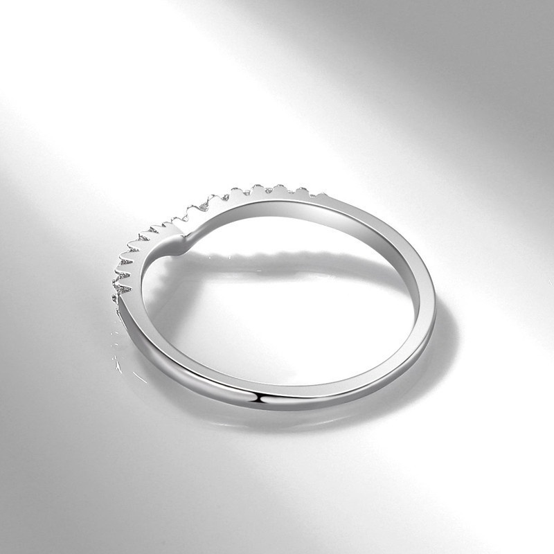 Nhẫn Kim Cương Hình Chữ V Đơn Giản Phong Cách Hàn Quốc Cho Nữ