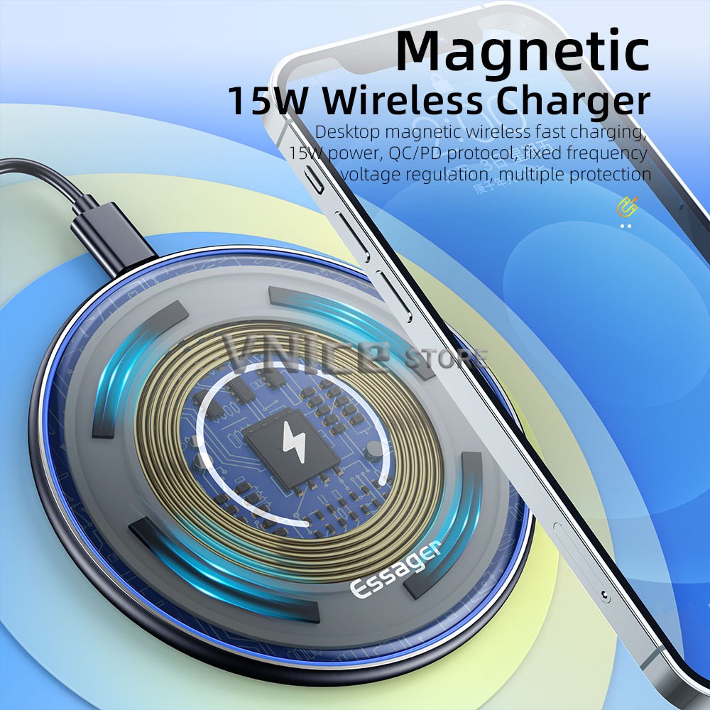 sạc không dây 15W Qi Magnetic Wireless Charger For iPhone 12 11 Pro Xs Max X Induction Fast Wireless Charging Pad For Sa
