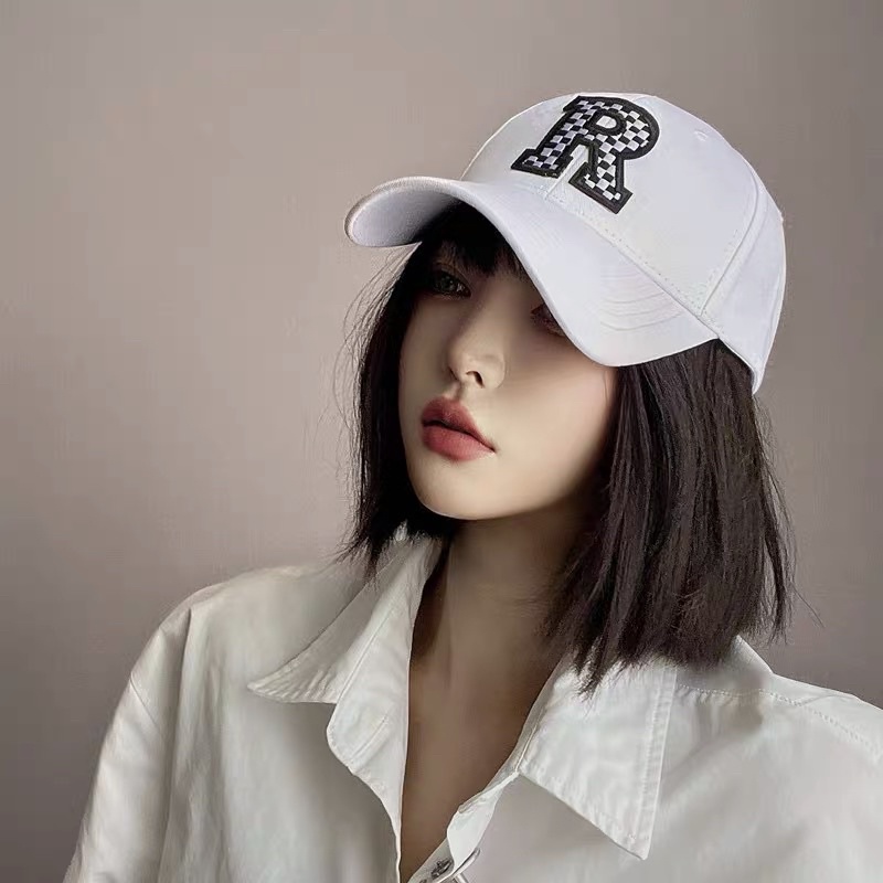 Mũ lưỡi trai nam nữ unisex hoạ tiết thêu chữ R , phụ kiện thời trang nữ