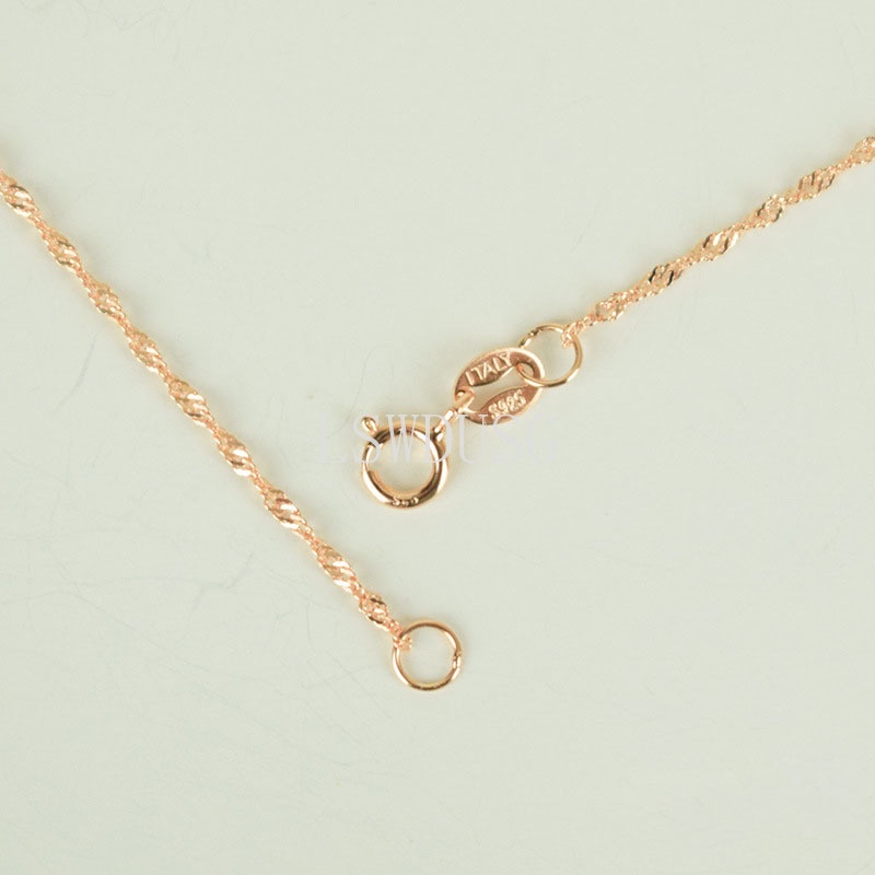 Vòng cổ bạc thật 925 Chuỗi sóng nước vàng hồng 16-24inches 18K Mạ vàng hồng đơn giản Món quà trang sức thời trang